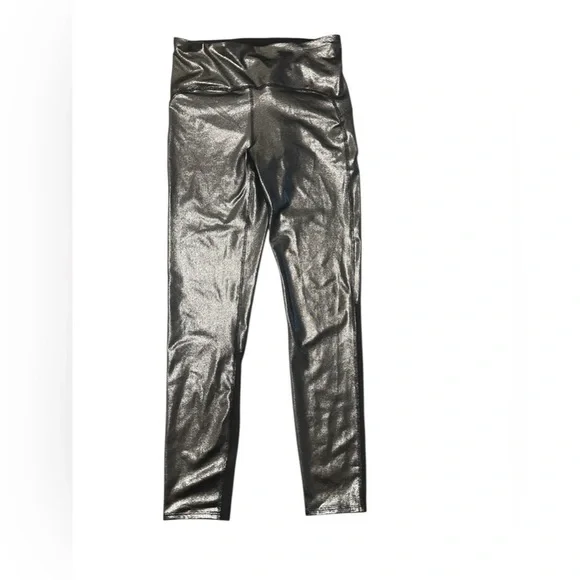 JoyLab Silver Metallic Mesh Shine Disco Leggings Tights Womens Medium - Picture 5 of 8